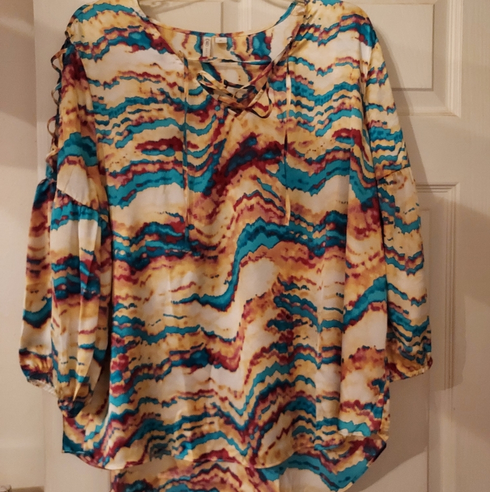 Cato lace up lattice sleeve top new without tag